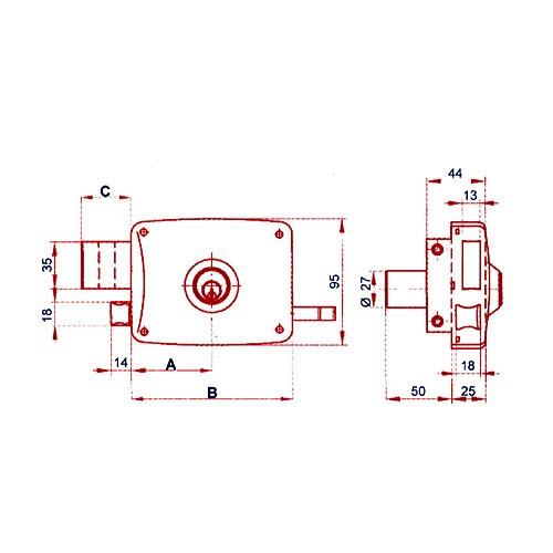 Cerradura sobreponer LINCE 5125A/100 HE izquierda
