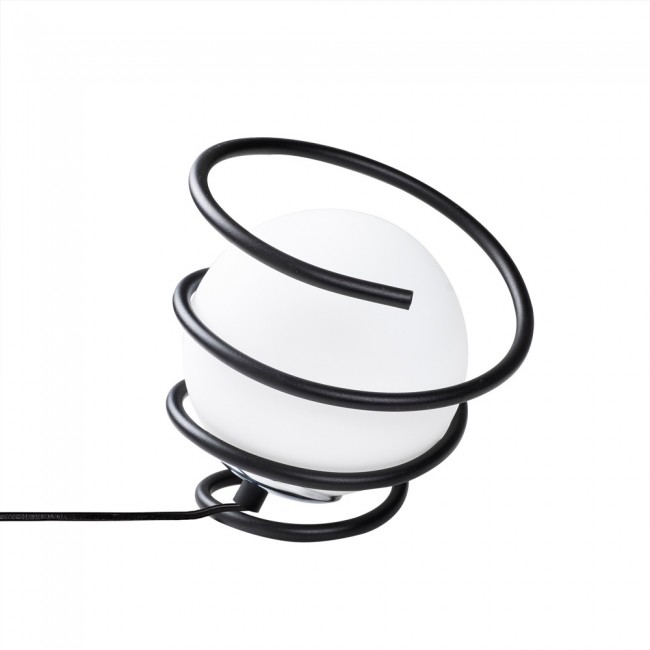 WONDERLAMP Lámpara de Mesa con espiral de metal y esfera de cristal Blanco 1xE27