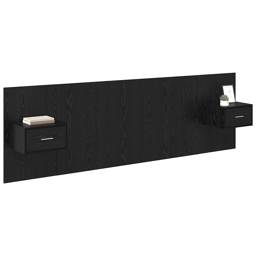 vidaXL Cabecero con Mueble 3 pcs Roble Negro Madera de ingeniería