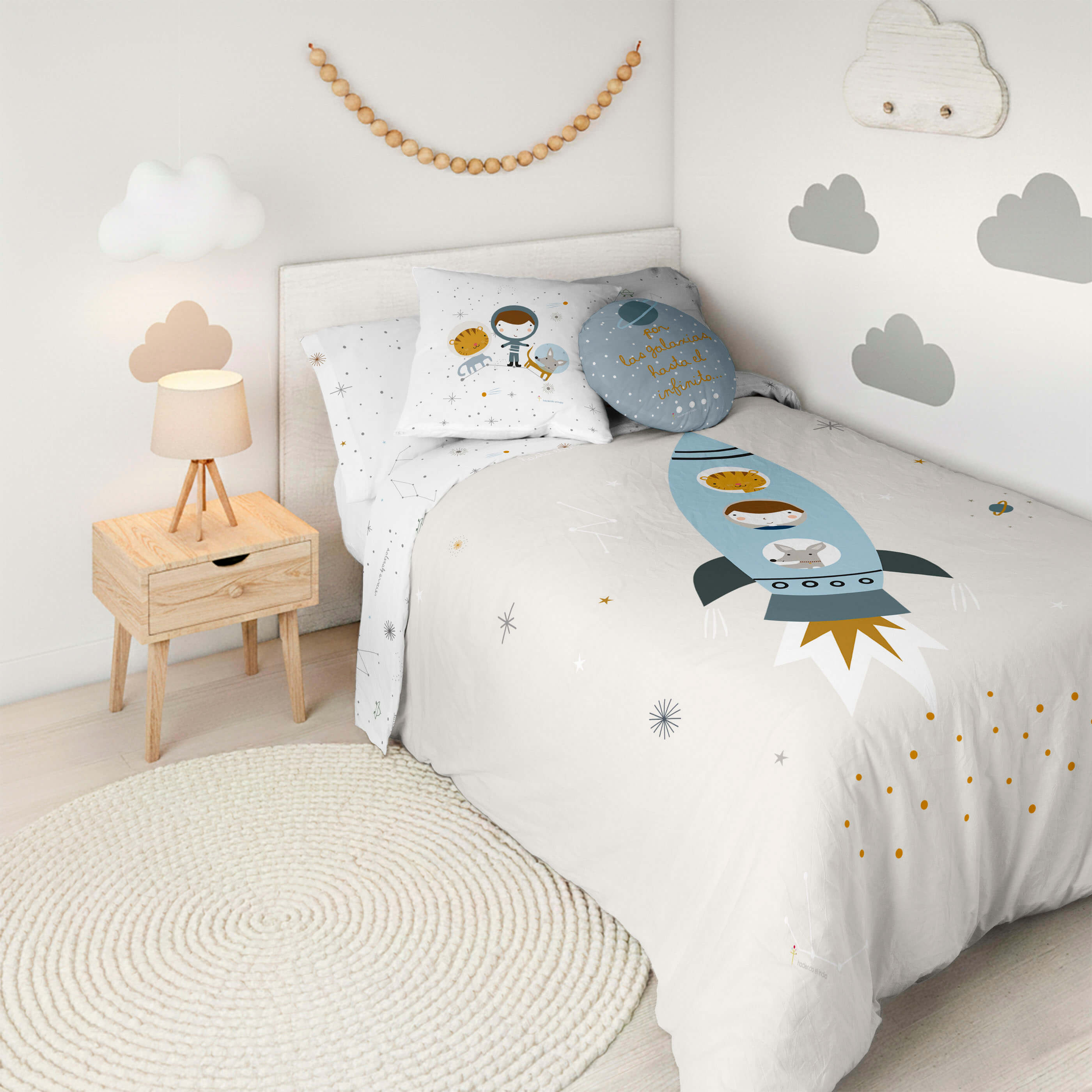 HACIENDO EL INDIO - Funda Nórdica Infantil Estampada 100% Algodón Extrasuave - Juego de 2 Piezas Funda de Edredón y 1 Funda de Almohada - Cama 90/105 cm - Sin Relleno - Fabricada en España