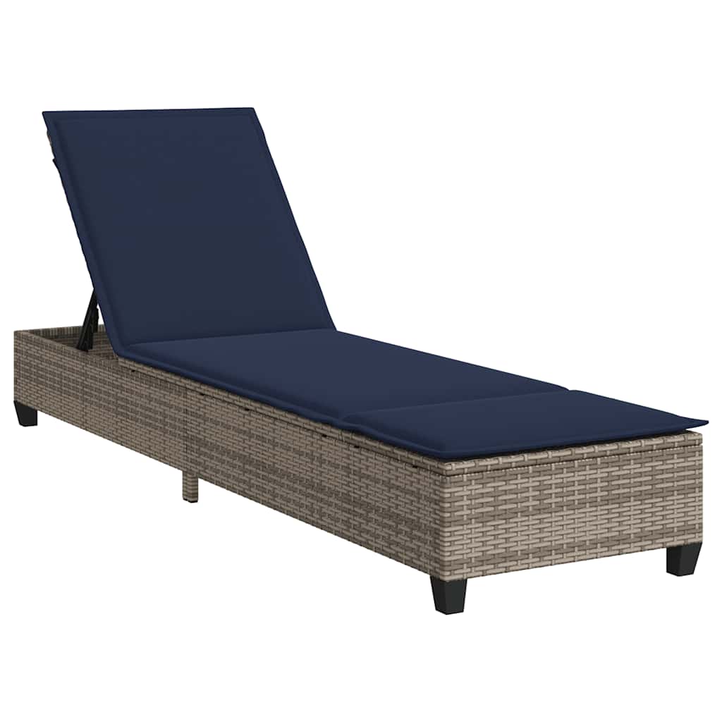 vidaXL Tumbona con cojines poliratán 55x200x25,5cm