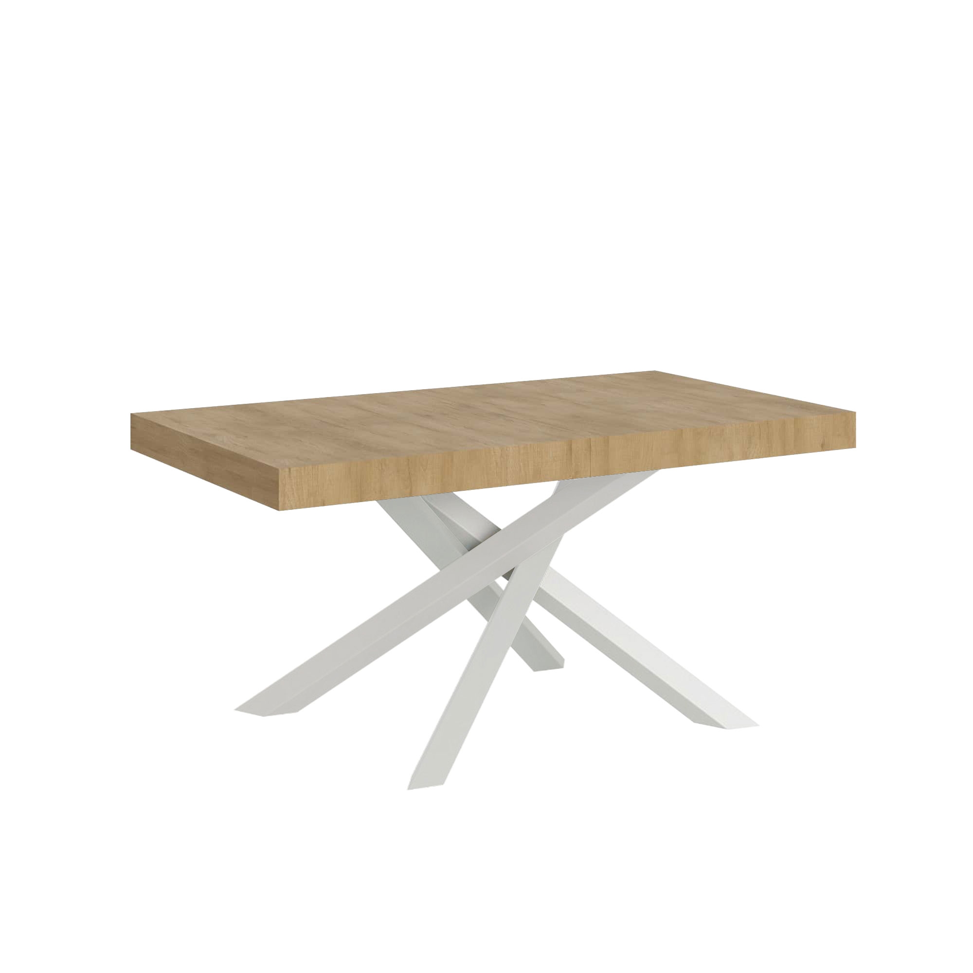 Mesa extensible Volantis 160/420x90 cm roble natural patas blancas - Itamoby