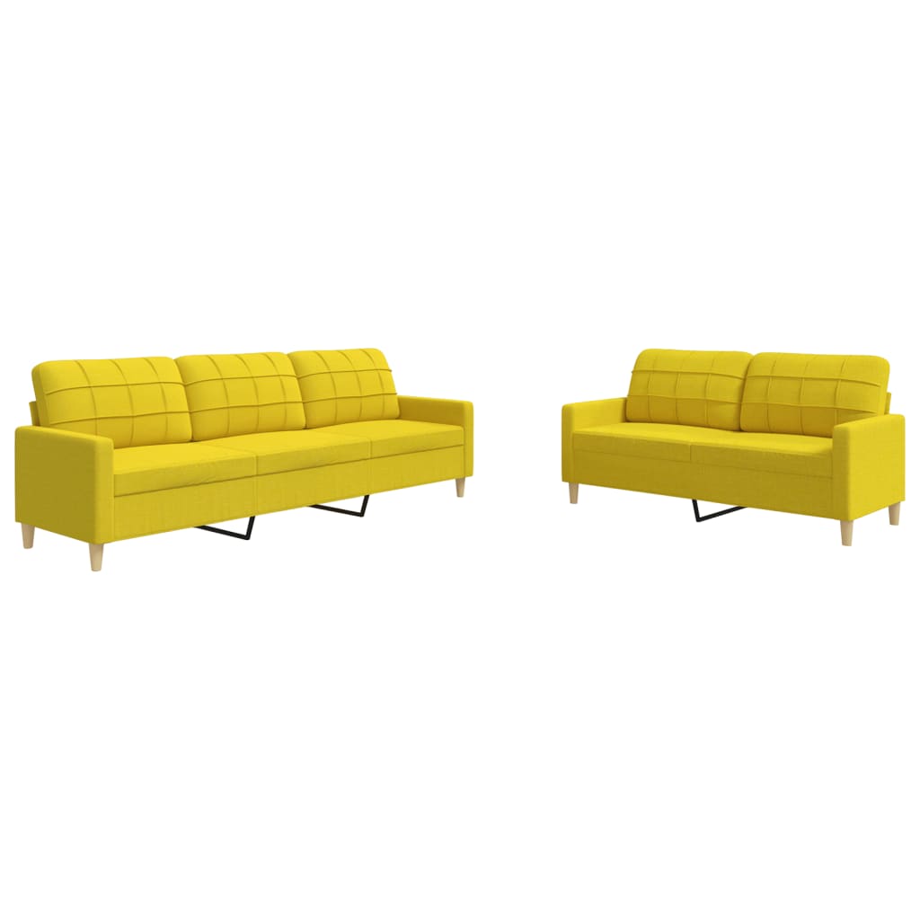 vidaXL Juego de sofás 2 piezas tela amarillo claro