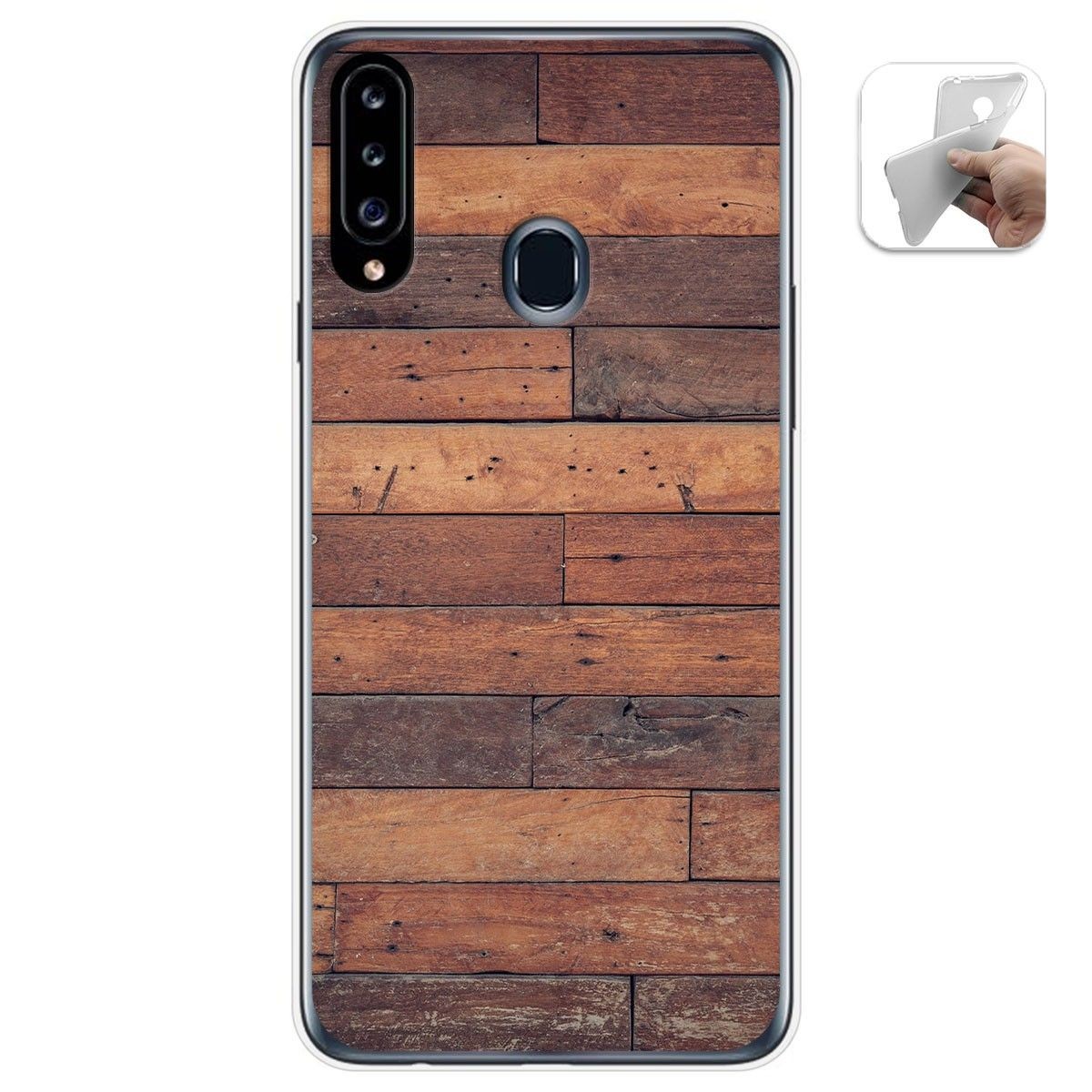 Tumundosmartphone Funda Gel Tpu para Samsung Galaxy A20s diseño Madera 03 Dibujos