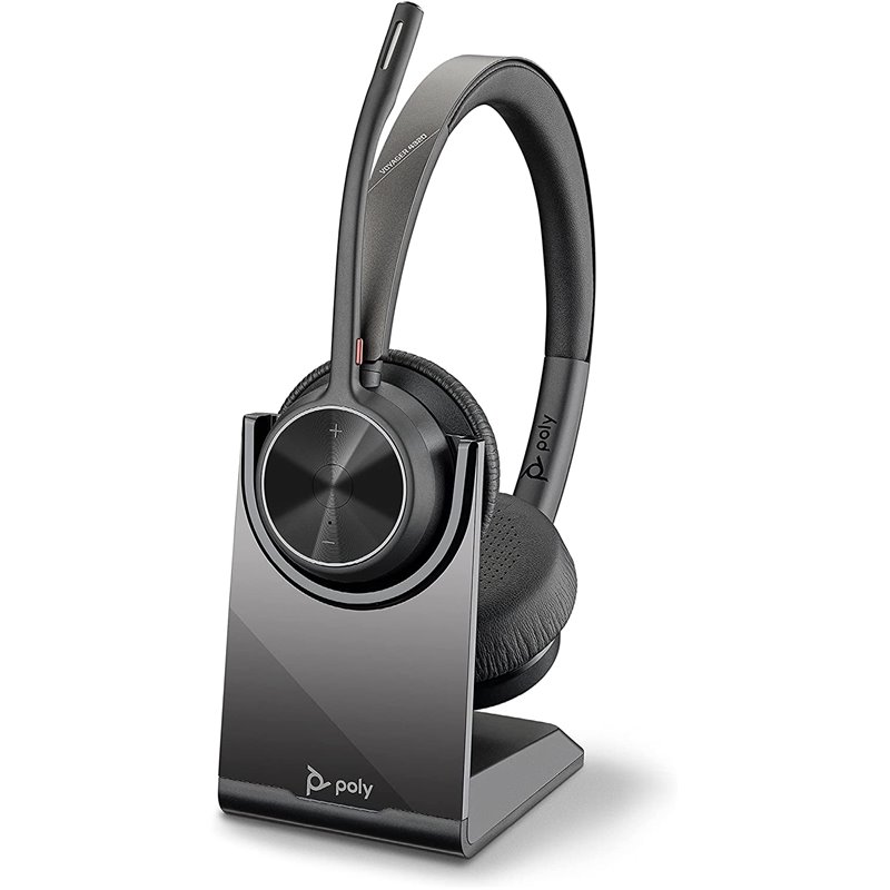 Poly Voyager 4300 UC Serie 4320 Auriculares estéreo supraaurales (USB-A, Bluetooth, inalámbrico, con estación de carga, con cert