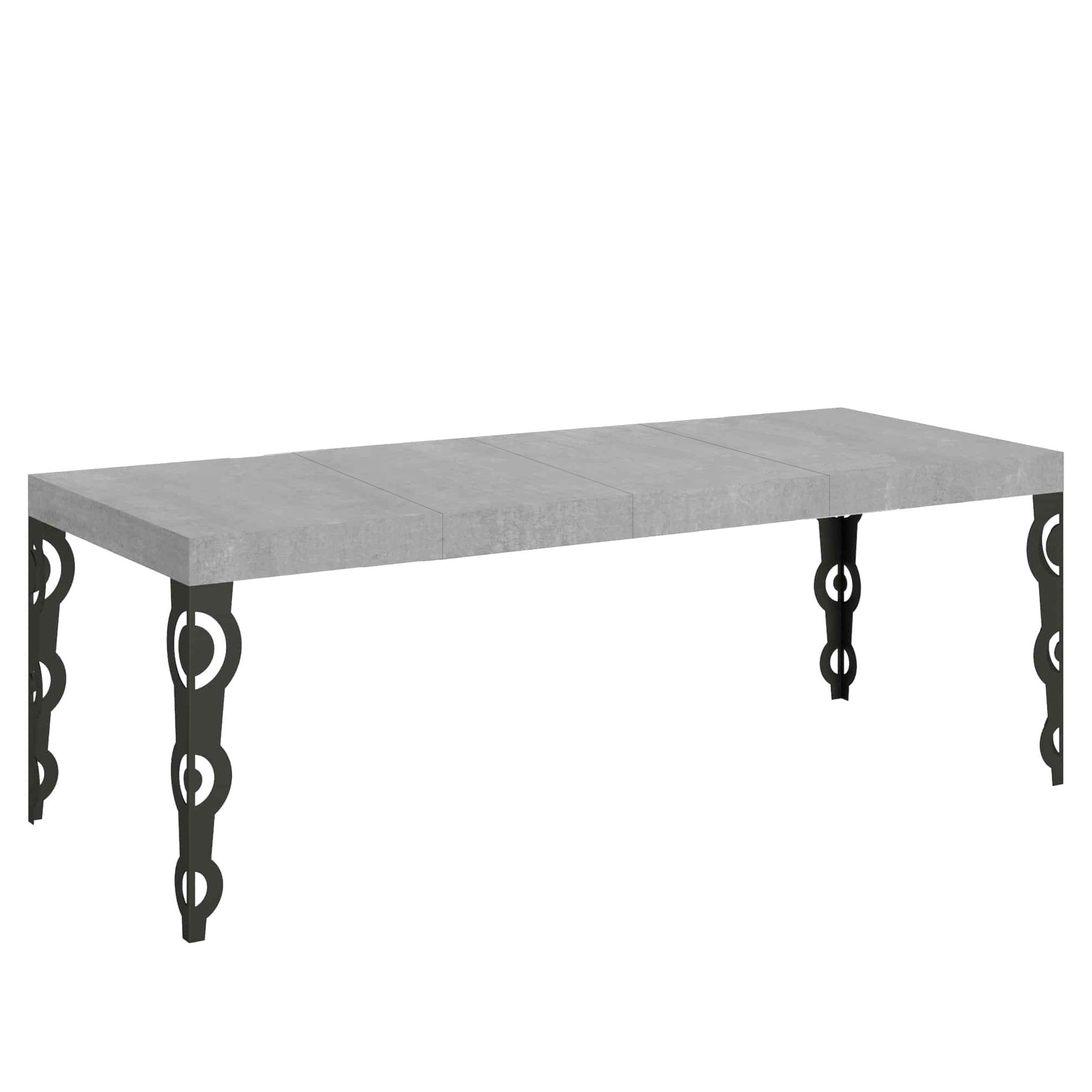 Mesa extensible Karamay Premium 160/420x90 cm patas hormigón antracita - Itamoby