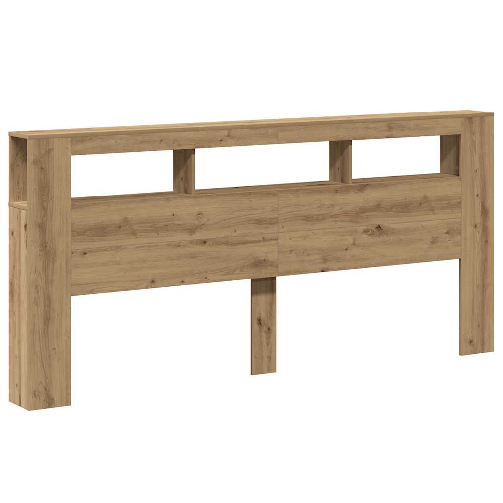 vidaXL Cabecero LED madera ingeniería roble artisan 220x18,5x103,5 cm