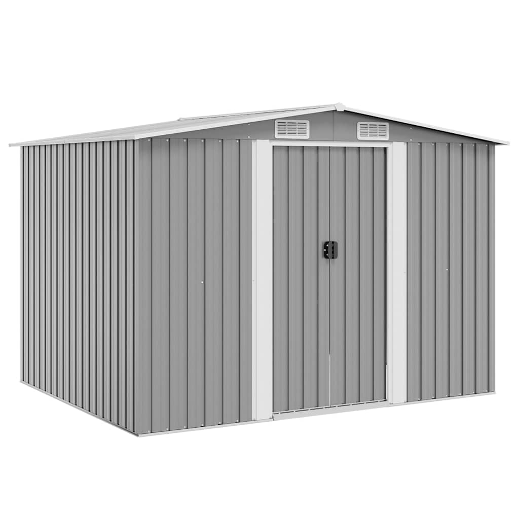 vidaXL Caseta de jardín de metal 257x205x178 cm gris