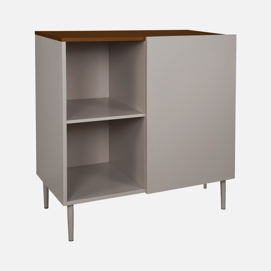 sweeek - Aparador, mueble de almacenamiento de metal y decoración de madera 1 puerta, 80cm , Ashton , 80x40x81