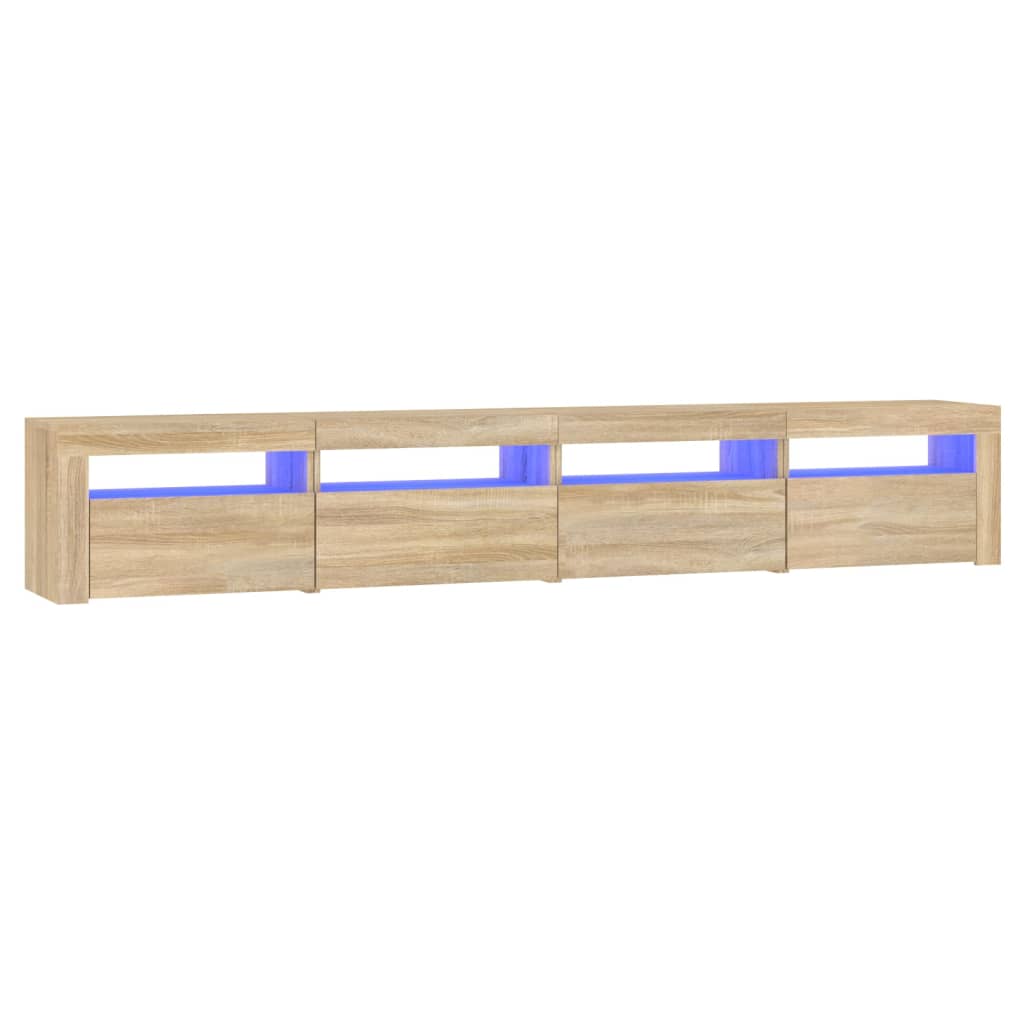 vidaXL Mueble de TV con luces LED 240x35x40 cm, Mueble de Salon, Mueble TV, Mueble TV salon, Mesa de TV, Mueble tele