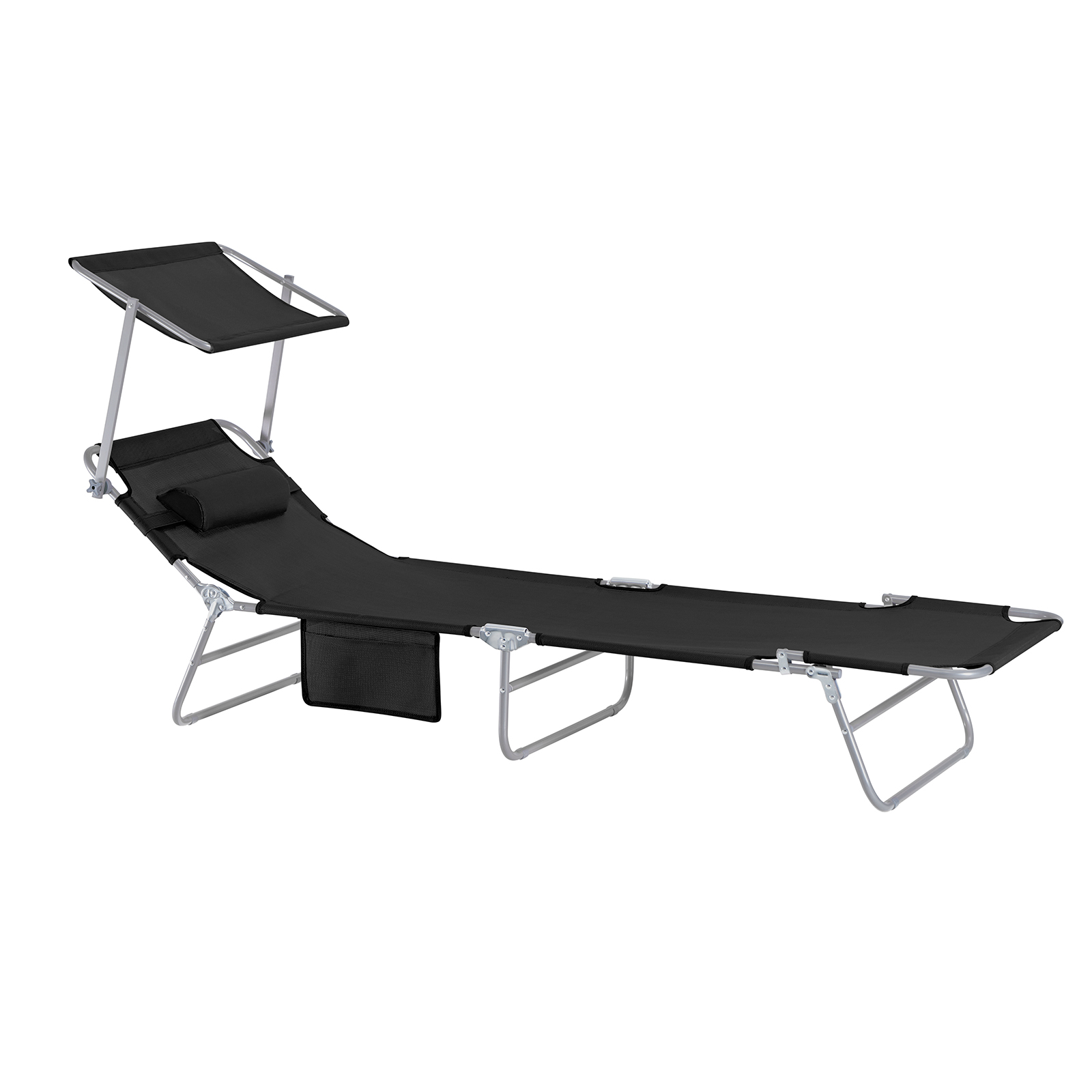 SoBuy OGS48-SCHx2 Tumbonas Tumbonas de Relación con Respaldo Reclinable y Parasol Tumbonas Plegables 63 x 195 x 90 cm Negro ES