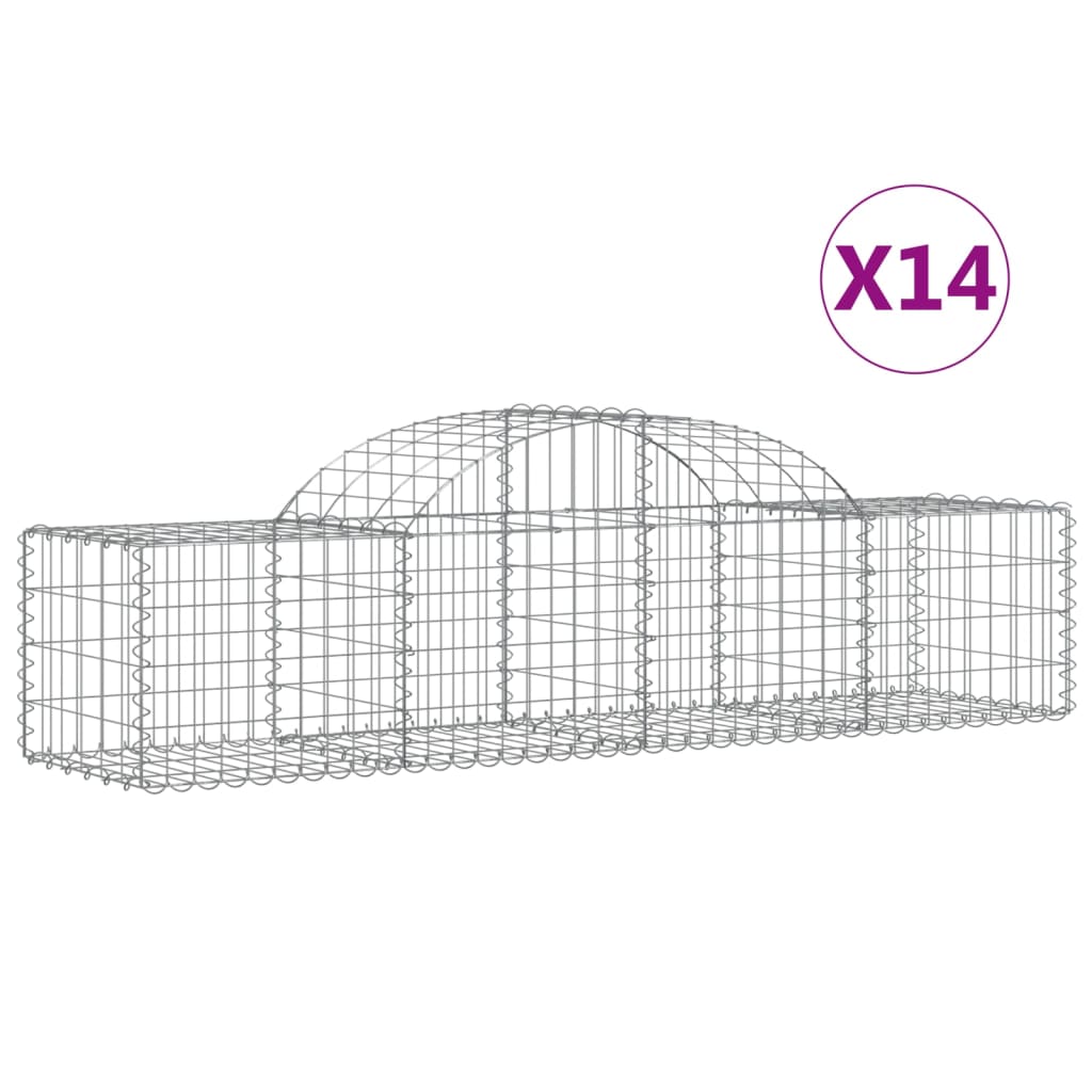 vidaXL Cestas gaviones 14 uds forma de arco hierro Dimensiones 200 x 30 x 40/60 cm,  200 x 30 x 60/80 cm,  200 x 30 x 80/100 cm y mas