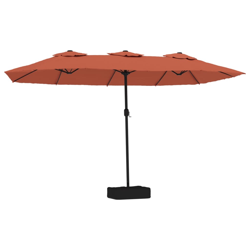 vidaXL Sombrilla doble de jardín con luces LED terracota 449x265 cm