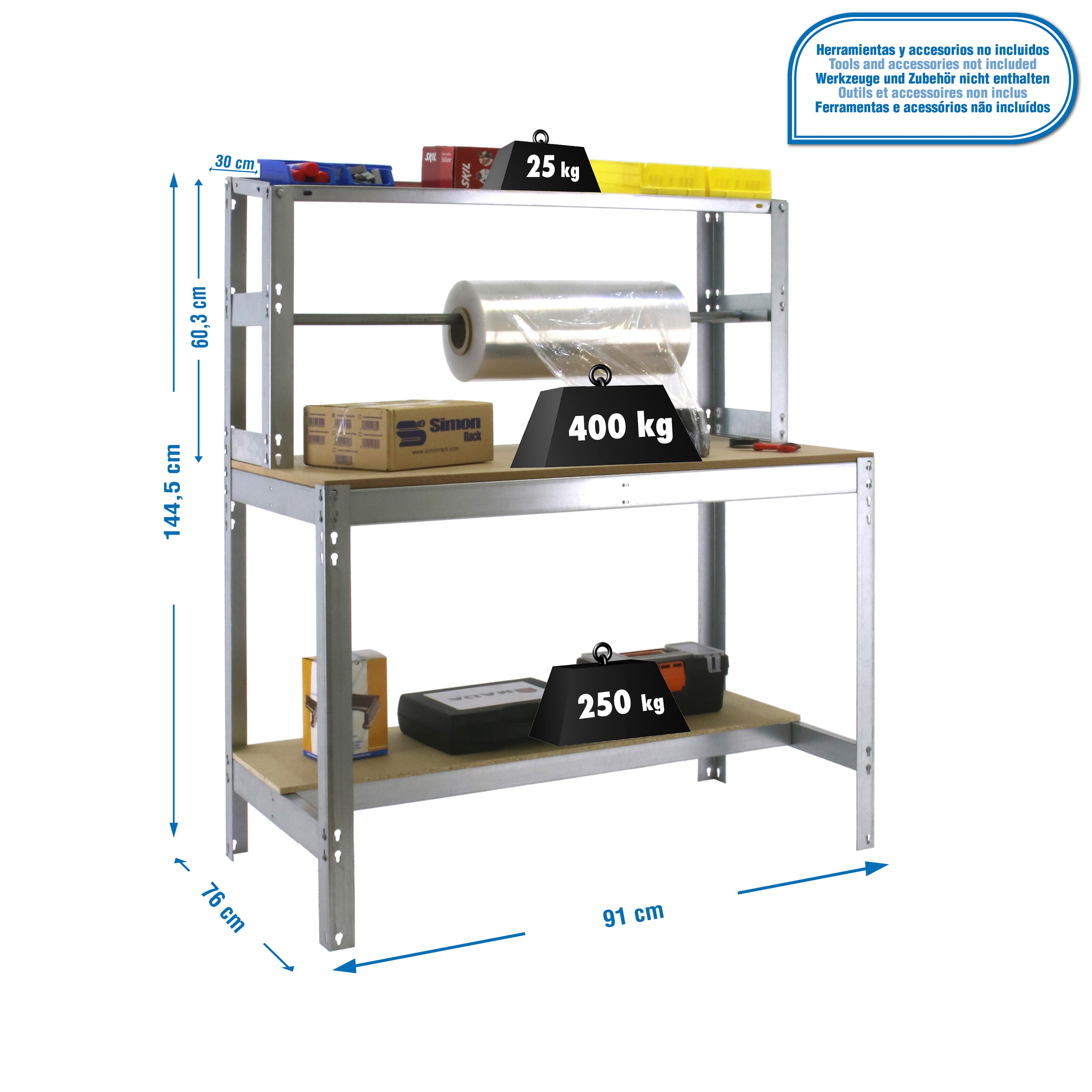 Mesa de Trabajo SIMONRACK Simonwork bt4 900 galva/madera