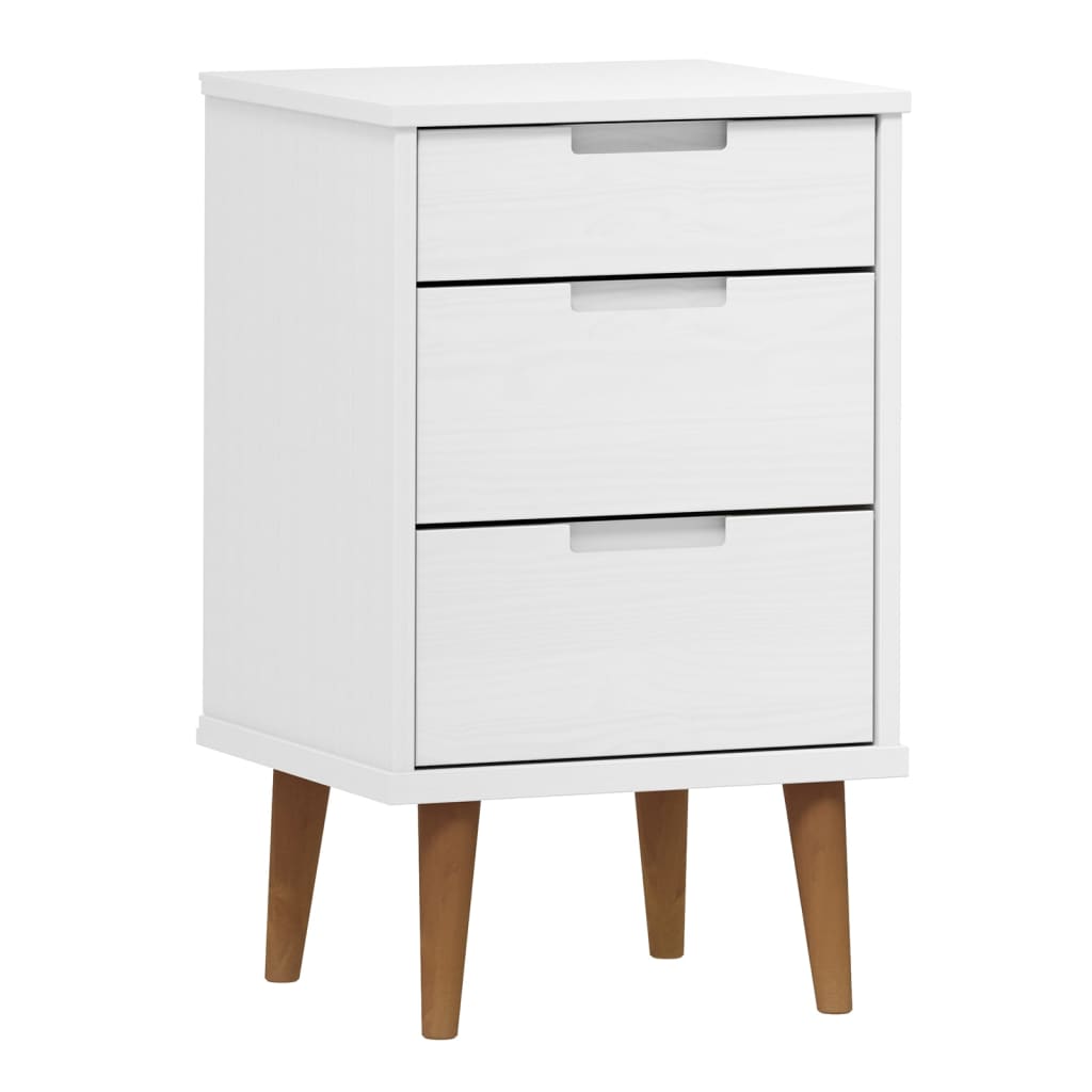 Vidaxl Mesita de Noche MOLDE Madera Maciza de Pino 40x35x65 Cm Marrón y Blanco
