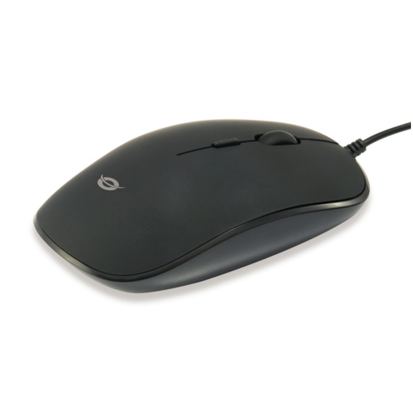 Conceptronic Regas Optical Mouse USB Black - Wired ergonomic mouse with adjustable DPI, 4 buttons, and a rubber grip, compatible with Windows and Mac systems for comfortable office use.