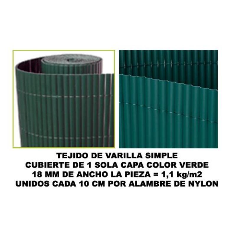 Bambu cañizo pvc 1 cara 18 mm color verde 200x500 cm   mz8006