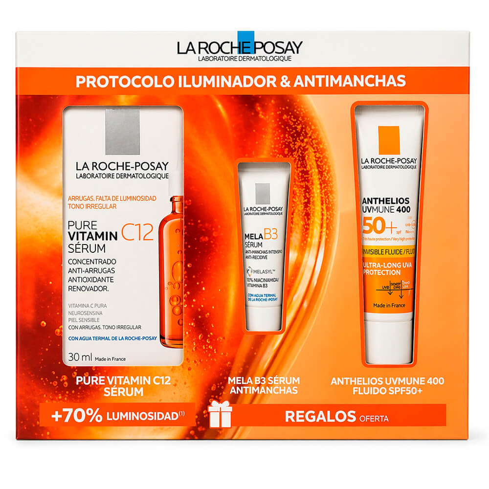 La Roche Posay Pure Vitamin C12 Serum 30 Ml + Regalo Mela B3 Serum 3 ml y Anthelios Uvmune 400 Fluido Spf50+ 15 ml Pack