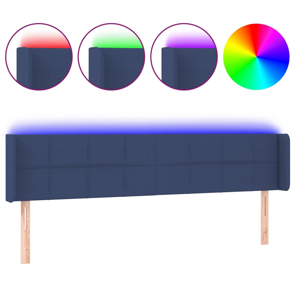vidaXL Cabecero con LED de tela azul 163x16x78/88 cm