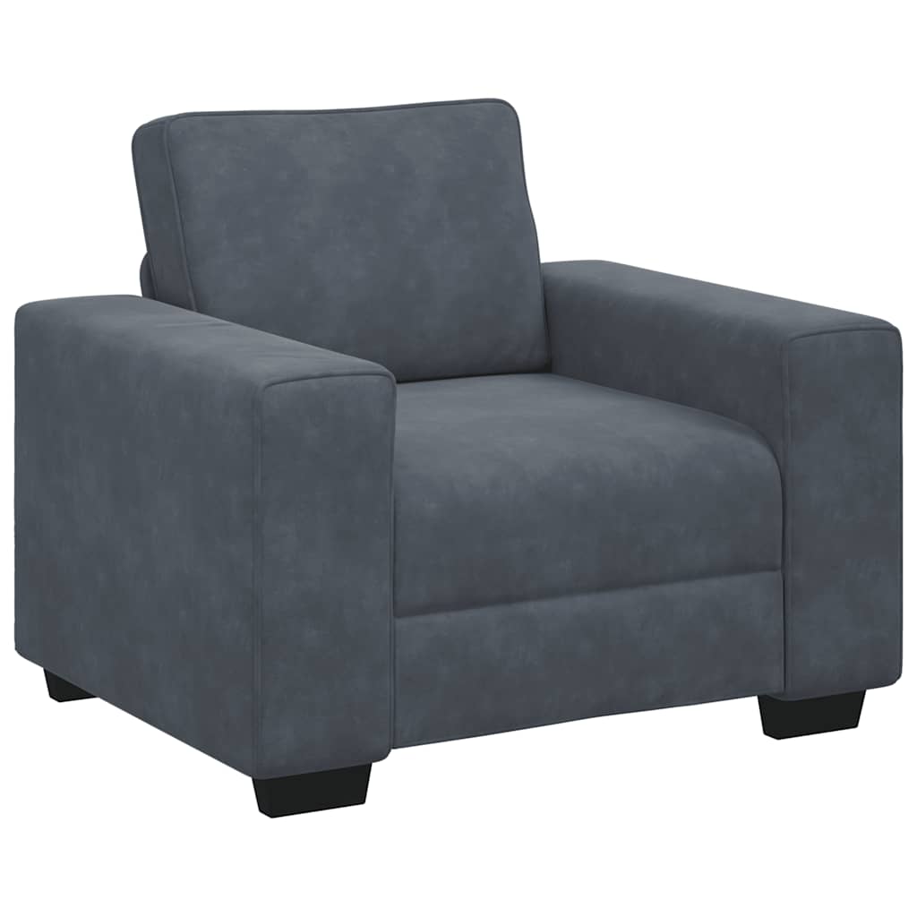 Sillón de terciopelo gris oscuro 100x77x82 cm