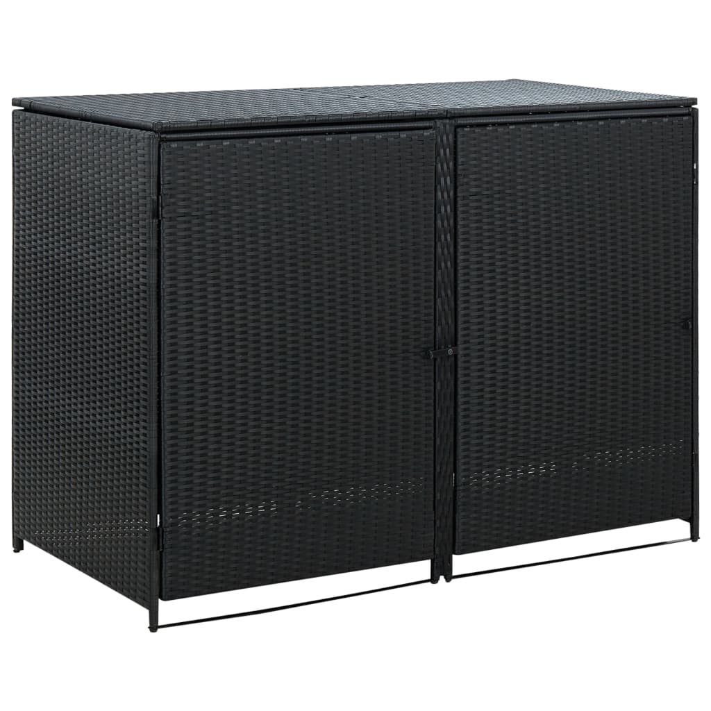 vidaXL Cobertizo Doble Contenedor Basura Ratán Compostaje Patio Jardín Color Negro,  Antracita, y mas