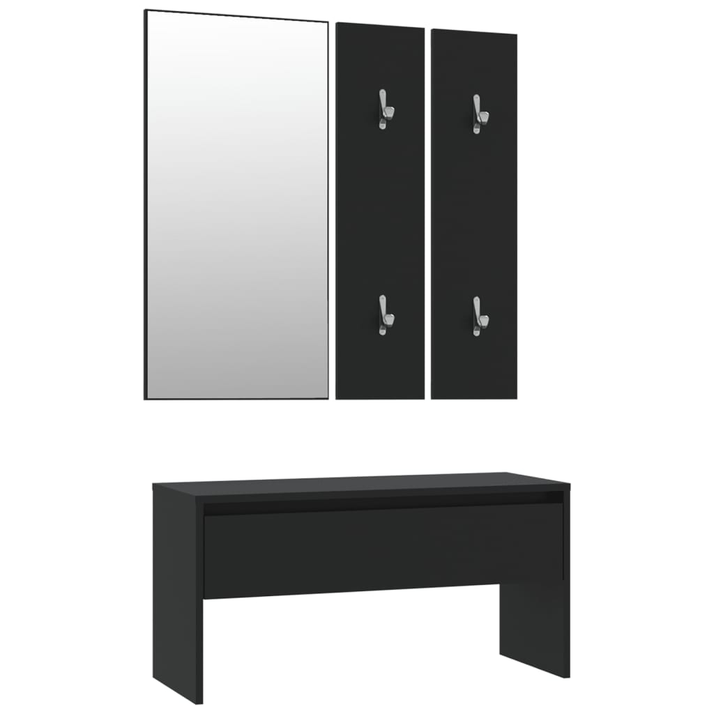 vidaXL Juego de muebles de recibidor madera de ingeniería negro