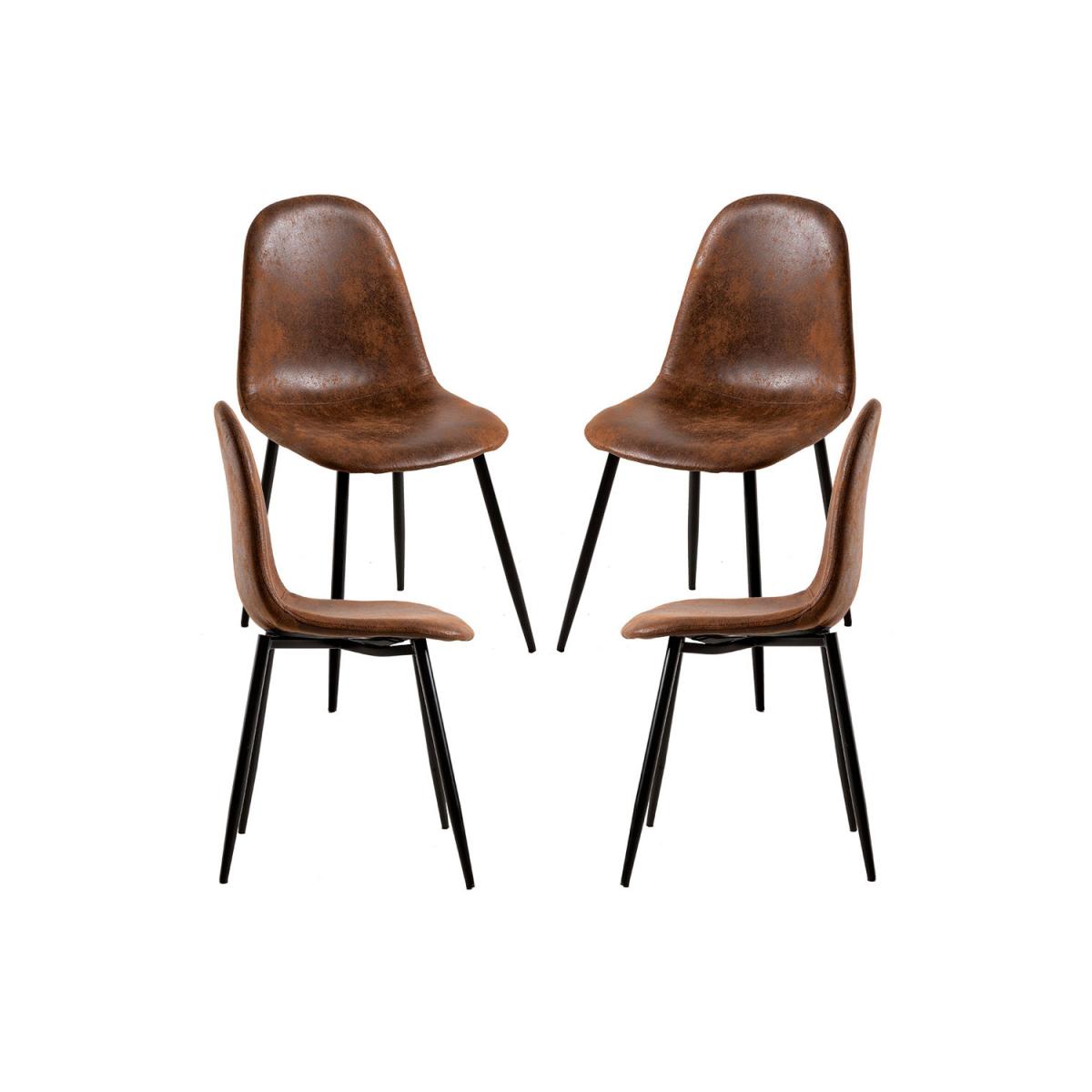 Regalos Miguel - Packs Sillas Comedor - Pack 4 Sillas Black Teok Polipiel - Marrón Vintage