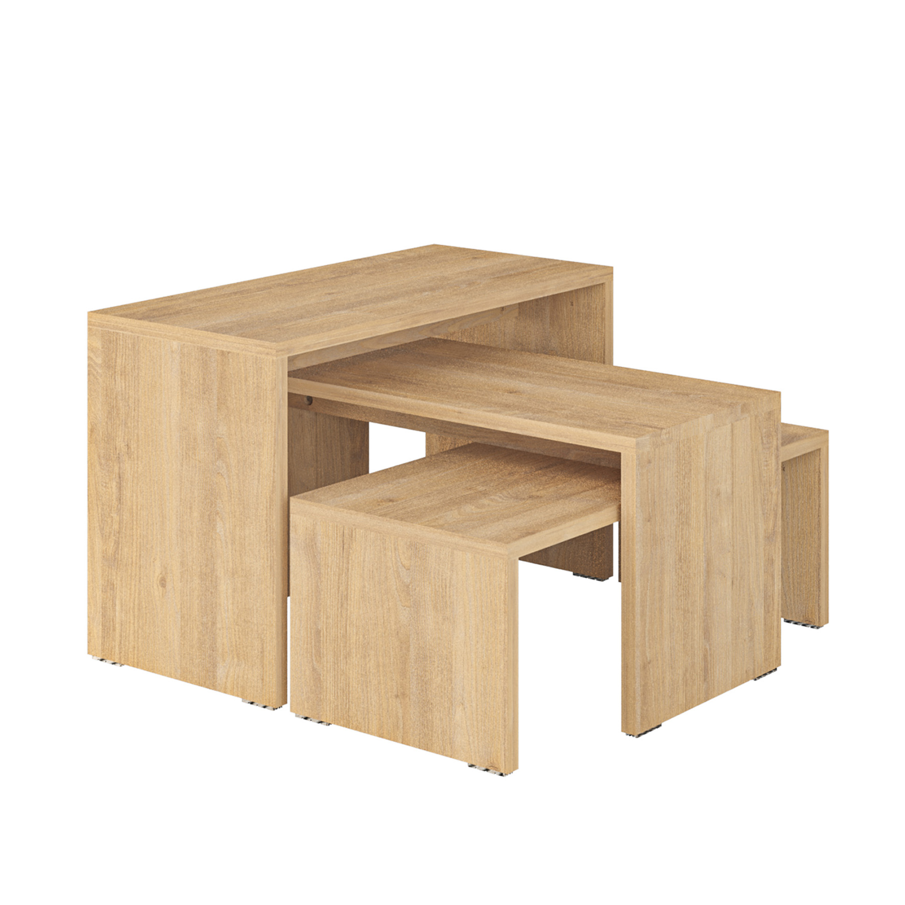 Juego de 3 mesas de centro color Safir. 39x65x30, 32x65x30 y 24x65x30 cm (Alto x Ancho x Fondo)