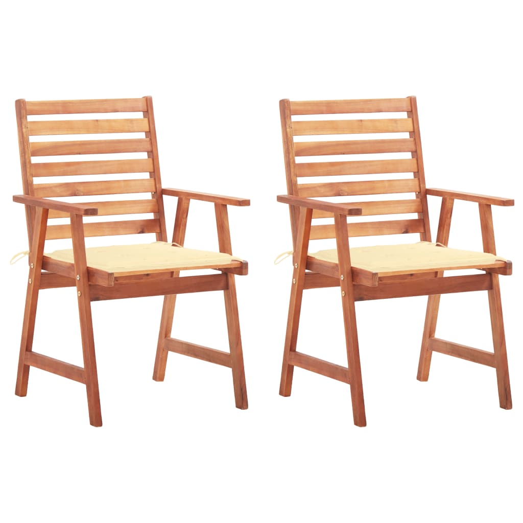 Sillas comedor de jardín 2 uds madera maciza de acacia y cojines