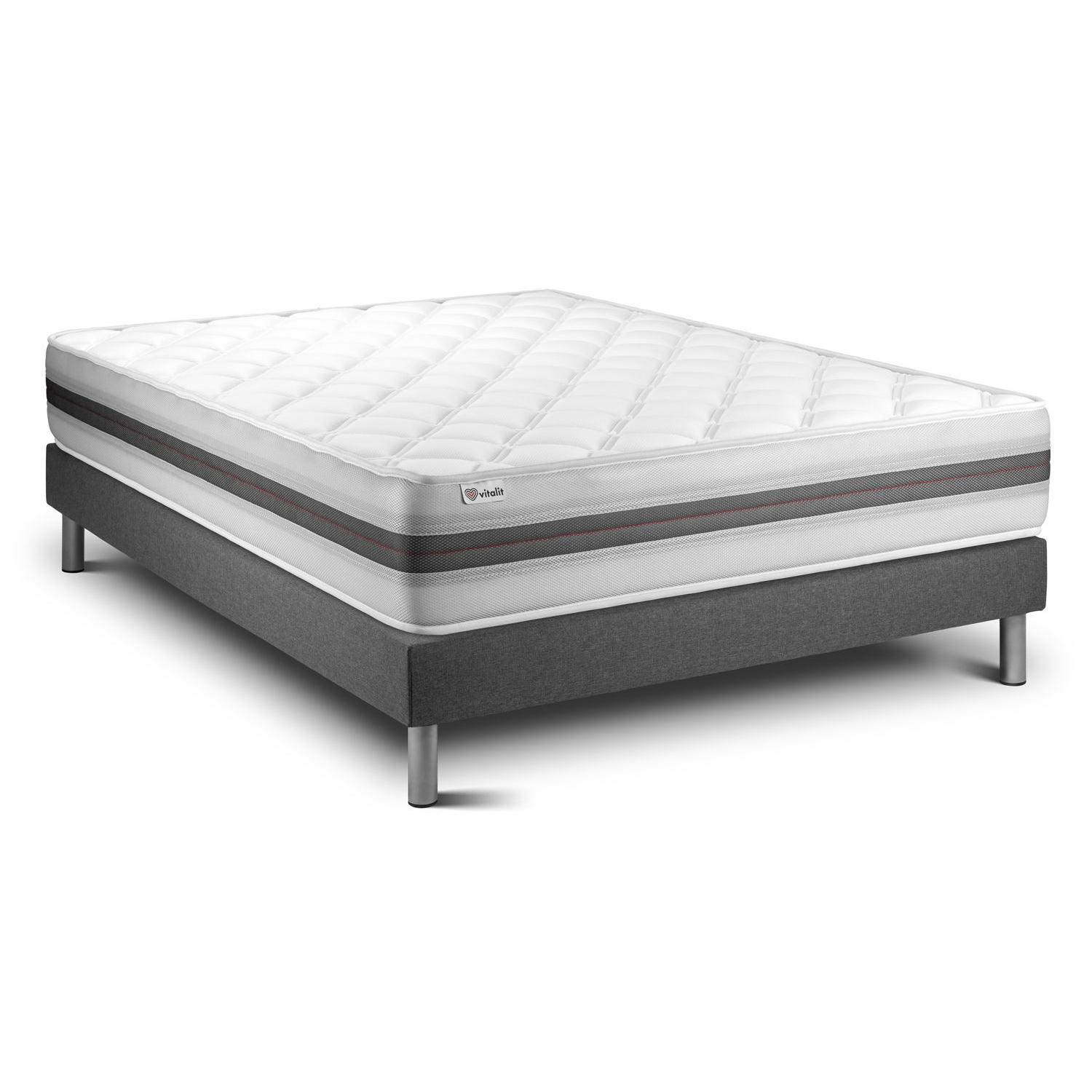Conjunto VITALMEMO BACK 140 x 200 cm somier Kit gris