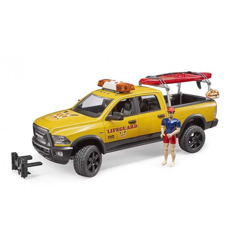 Bruder RAM 2500 Power Wagon Surf - Vehículo Todoterreno con Motor V8 HEMI - Equipo de Socorrista
