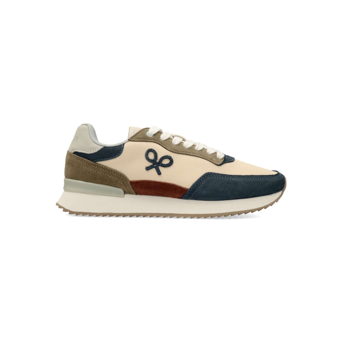 Silbon - Zapatillas running casual retro SILBON con piel serraje y tejido, suela de goma ligera y plantilla Foam Memory para hombre