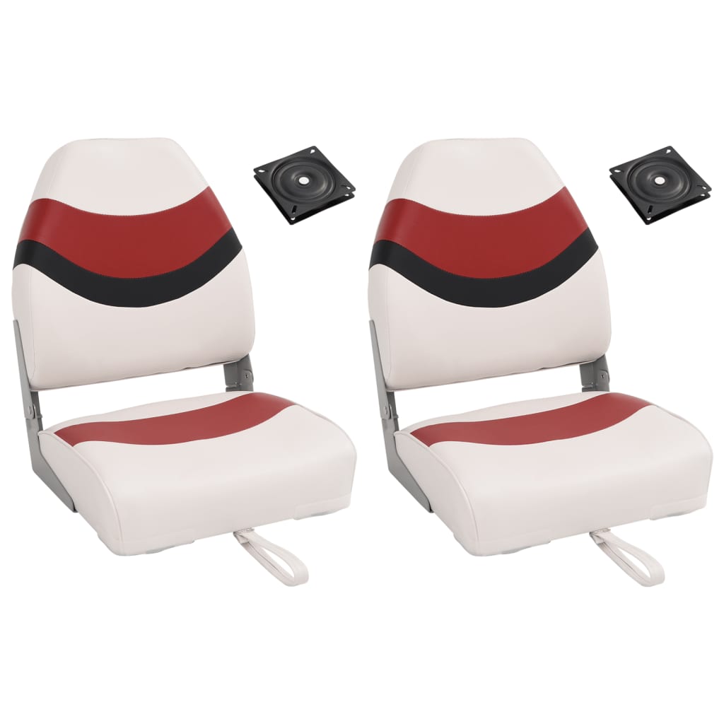 vidaXL Set de asientos plegables para barco 4 uds con respaldo alto Color Rojo y negro,  Blanco y azul, y mas
