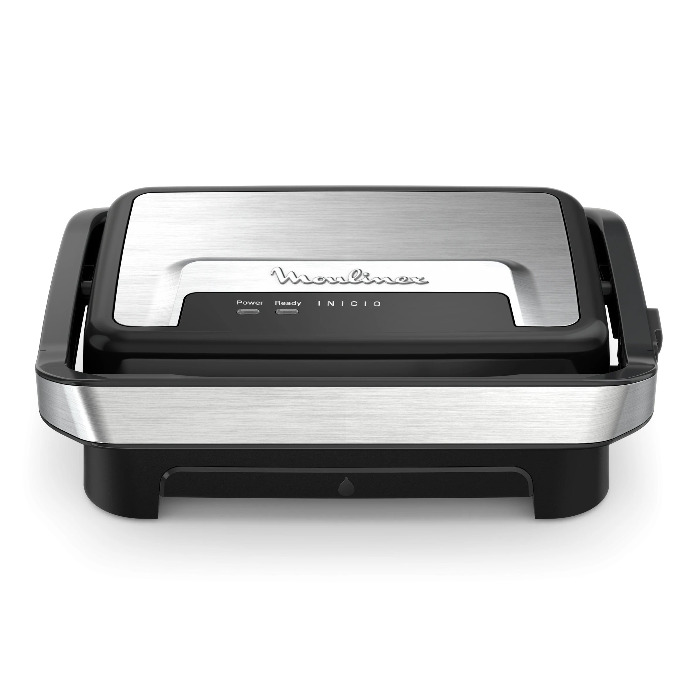 Moulinex - Plancha grill eléctrica GI270D10 de 1000 W con placas antiadherentes y diseño compacto inox para paninis y parrilladas rápidas