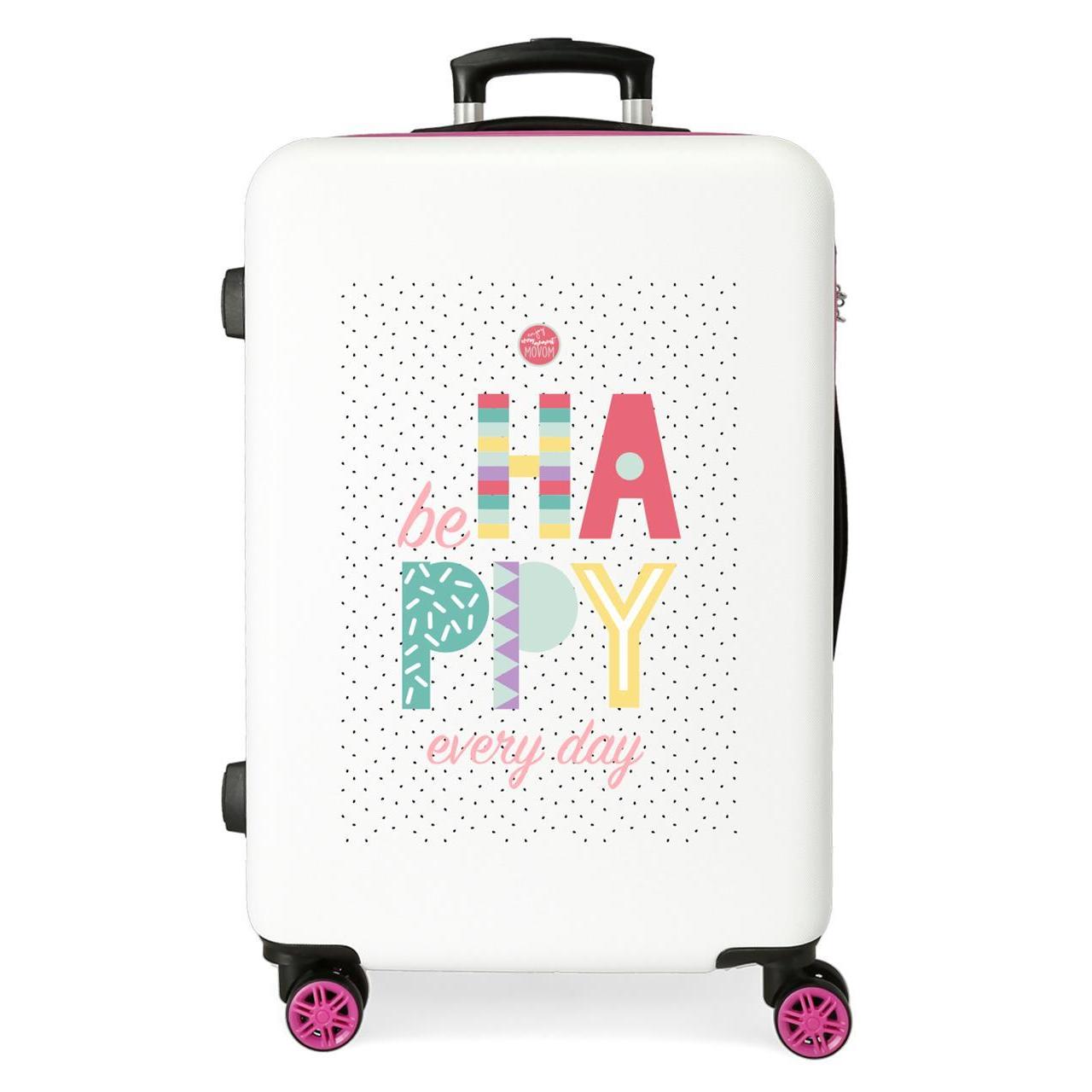 Maleta mediana Movom Be happy blanco 68x45x26cm