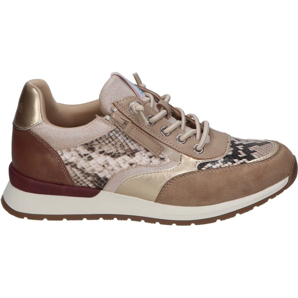 REFRESH | Zapatos con Cuña Refresh para Mujer – Zapato Casual en Color Beige con Detalles Animal Print – Leopardo – Zapato con Cordones – Slip On – Cuña Baja y Cómoda – Estilosos – Modelo 172960