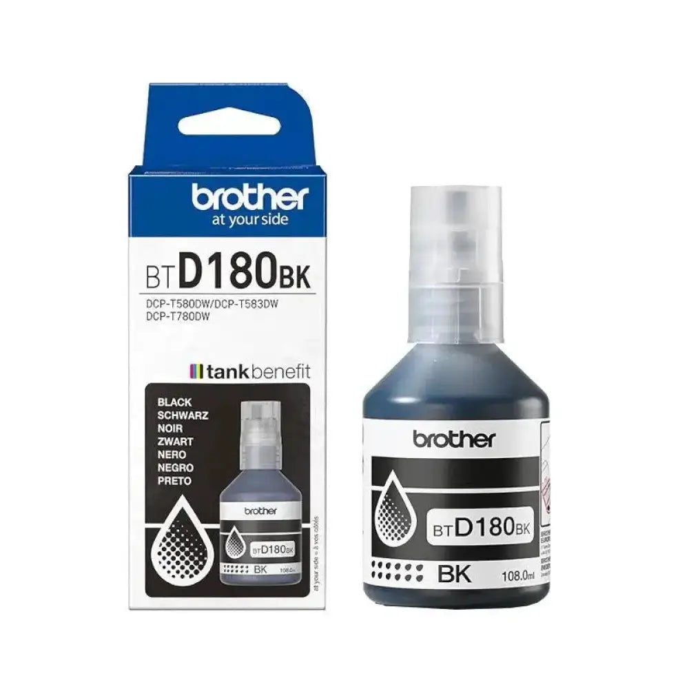 Botella de tinta Brother BTD180BK Negro Original 7500 páginas recarga limpia y segura