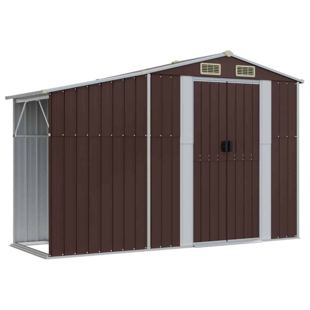 vidaXL Cobertizo de jardín acero galvanizado marrón 277x93x179 cm