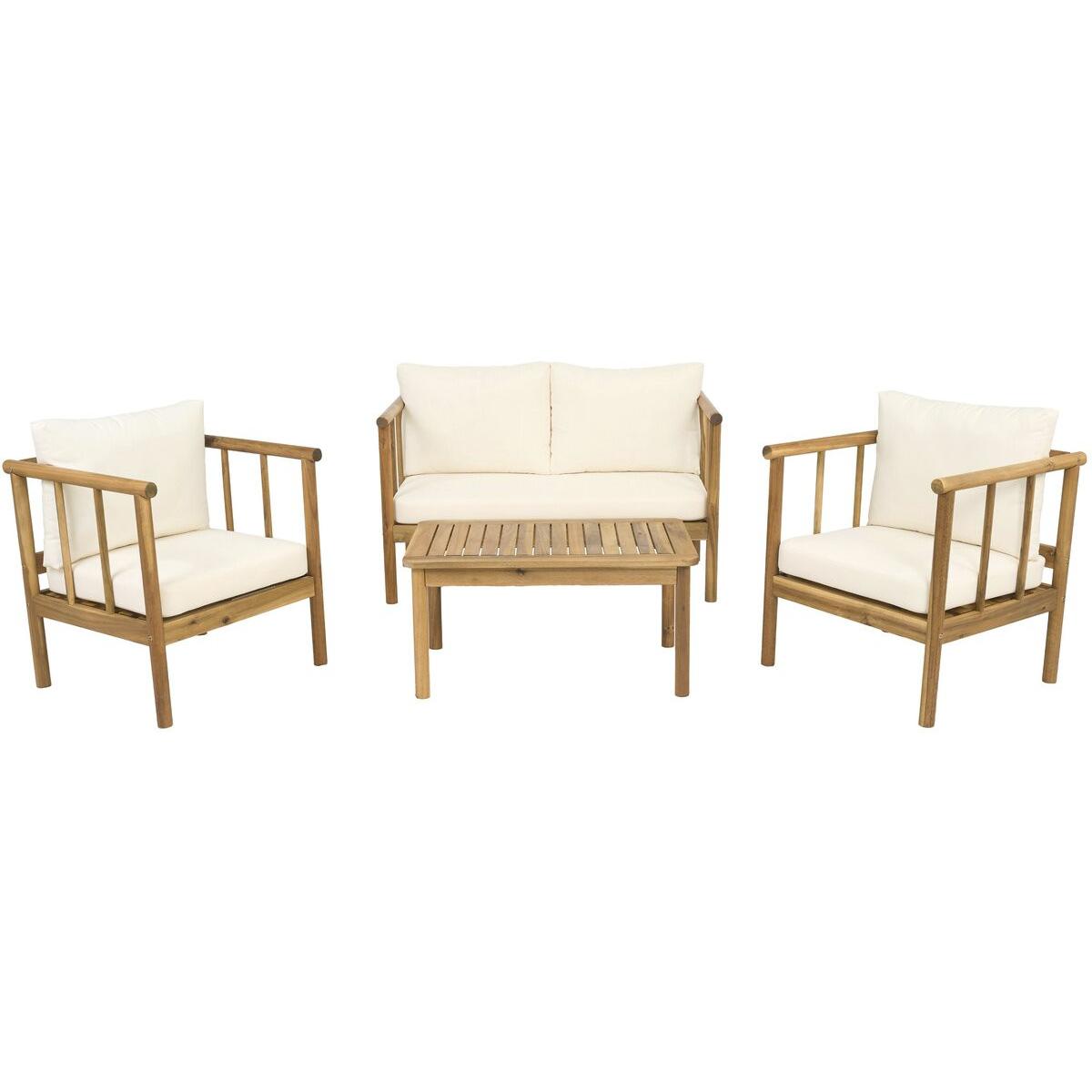 Habitat y Jardin - Conjunto de muebles de jardín de madera "Milano" con cojines - 4 plazas - Beige