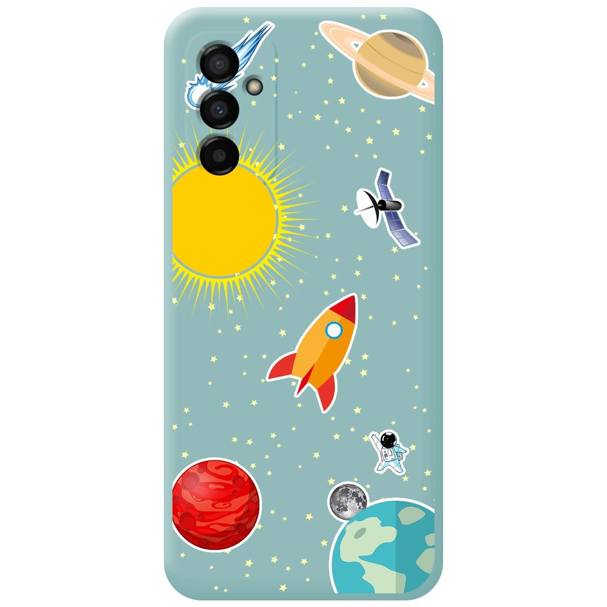 Funda Silicona Líquida Azul para Samsung Galaxy M23 5G diseño Espacio Dibujos