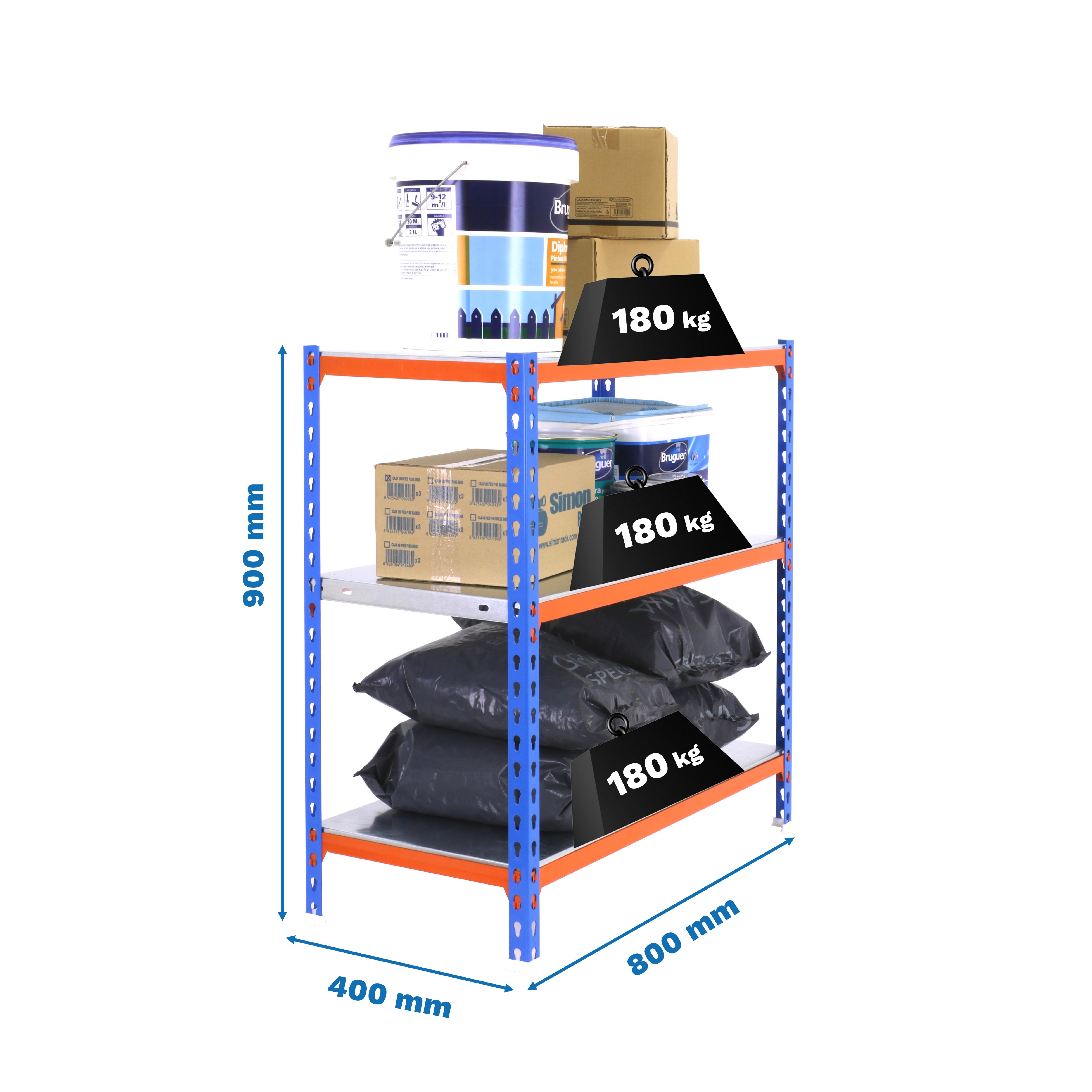 Estantería SIMONRACK Simonclick mini 3/400 900 azul/naranja/galva