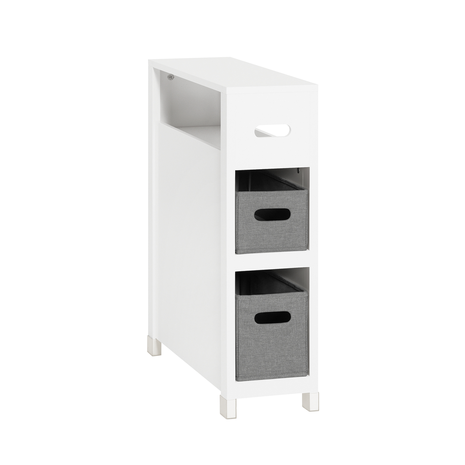 SoBuy BZR83-W Mueble de Baño con 2 Cestos Armario Multifuncional de Almacenaje para Baño con 1 Estante 60 x 20 x 70 Blanco ES