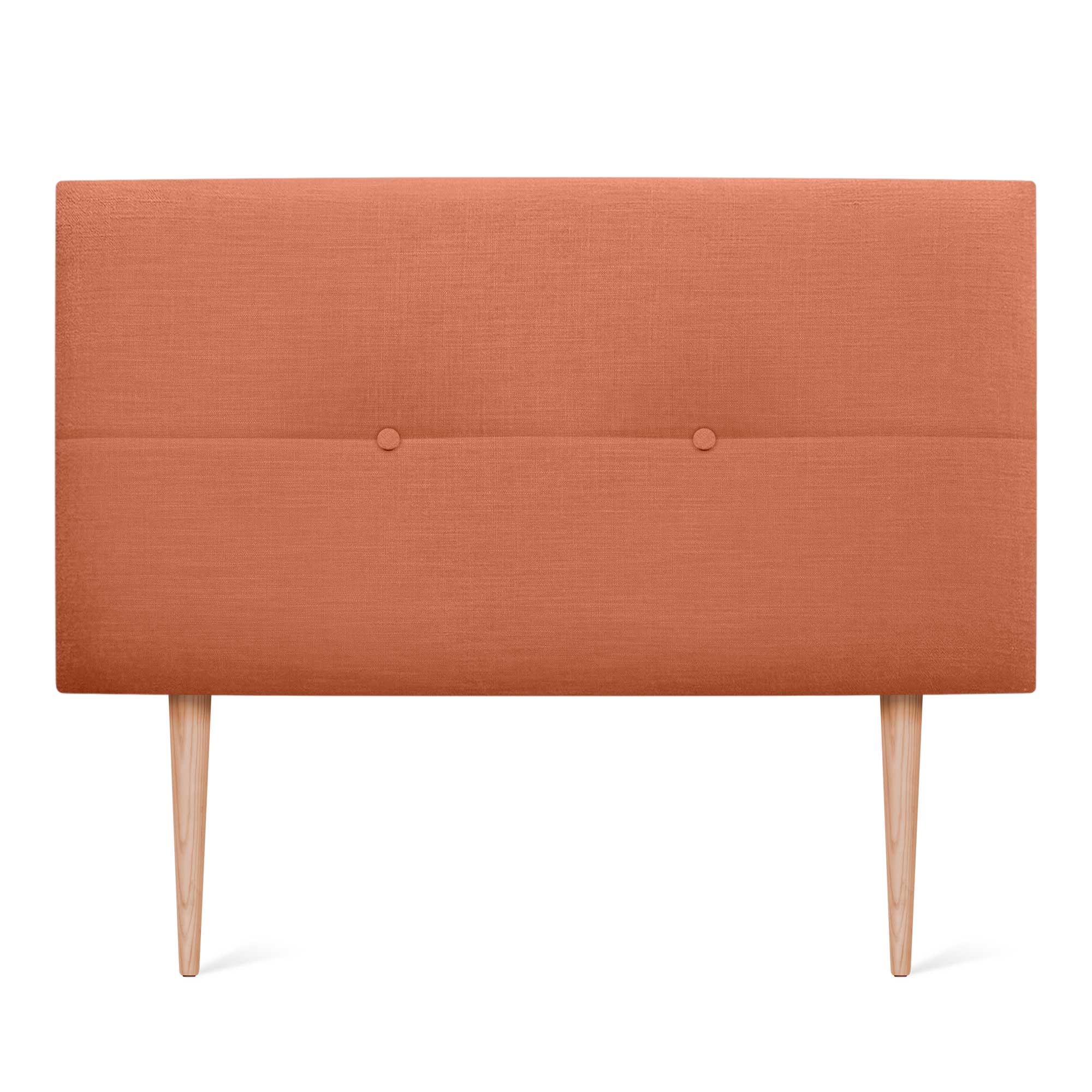 DHOME Cabecero de Lino Natural con Botones y Patas de Madera Cabezal Tapizado Cama Dormitorio Moderno