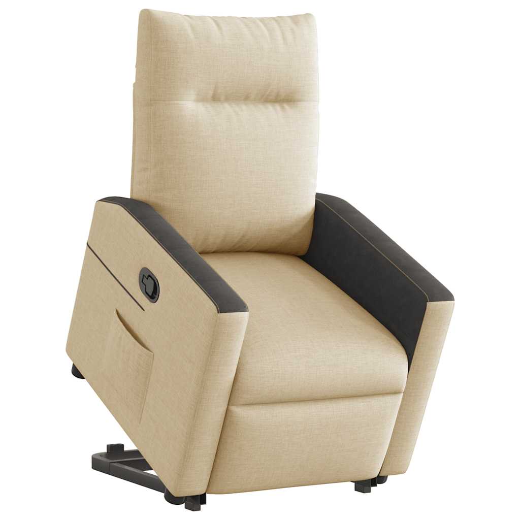 vidaXL Sillón reclinable elevable de tela color crema