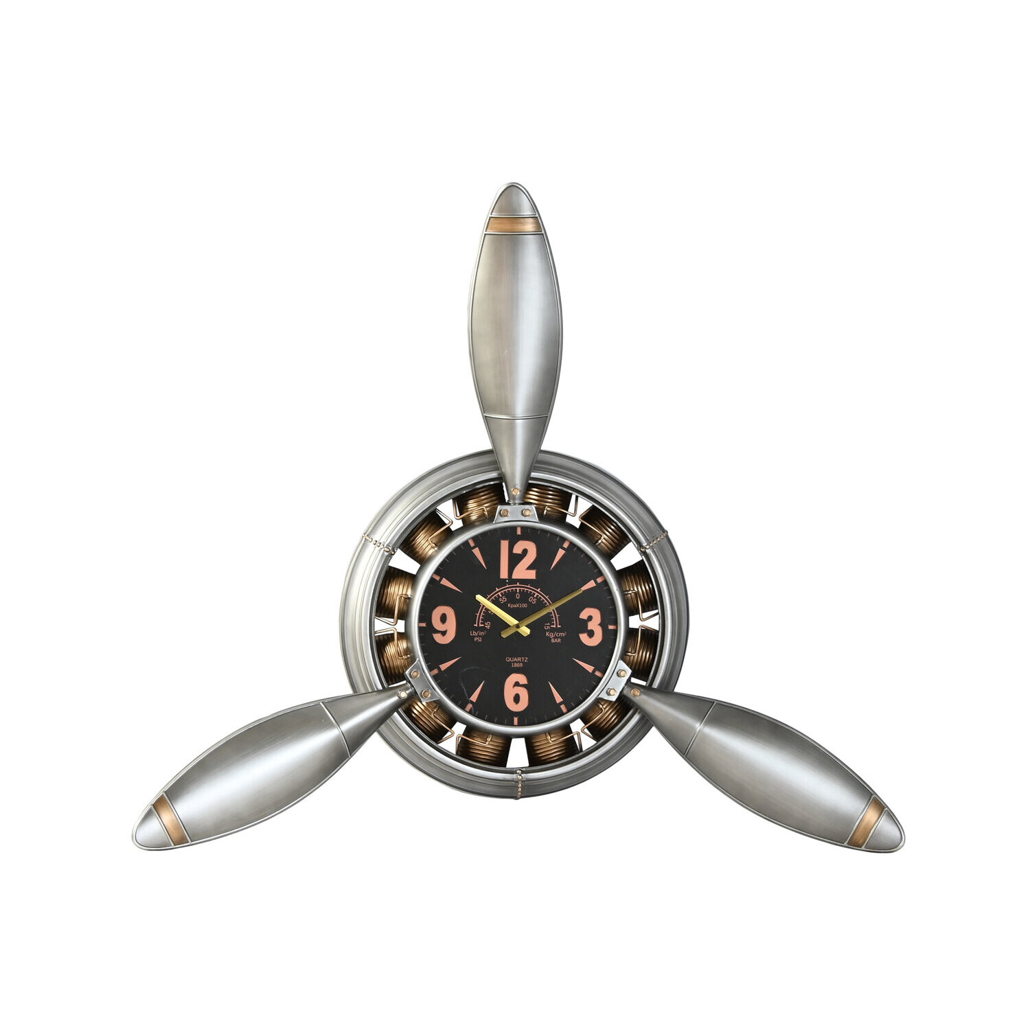 Reloj pared metal pvc 133x24x120 helice avion , El mejor complemento para tu hogar.