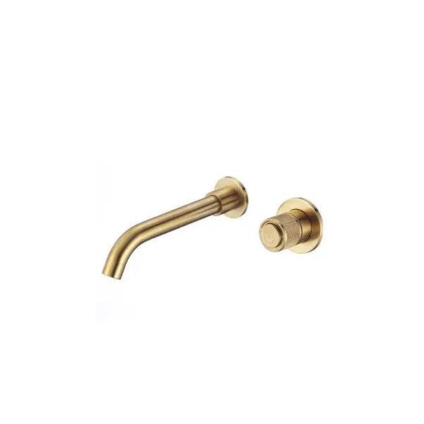 VALAZ Andarax Grifo de lavabo empotrado con botón monomando fabricado con latón de color dorado satinado