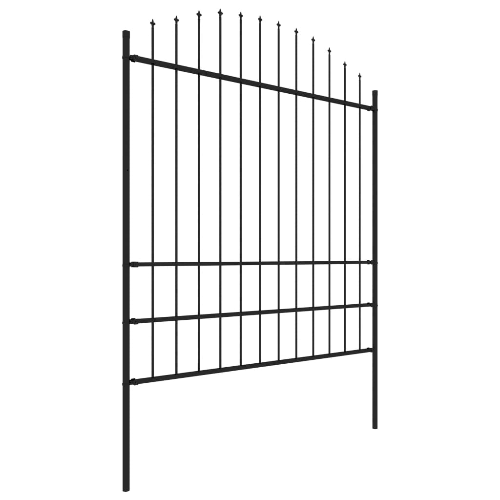 Vidaxl - Valla de Jardín con Puntas de Lanza - Acero Negro - Altura (1,75-2) - Longitud 1.7 M