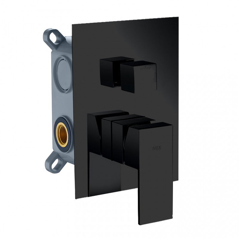 Imex GSM04V/NG grifo monomando de pared para ducha 4 vías fabricado en latón negro mate