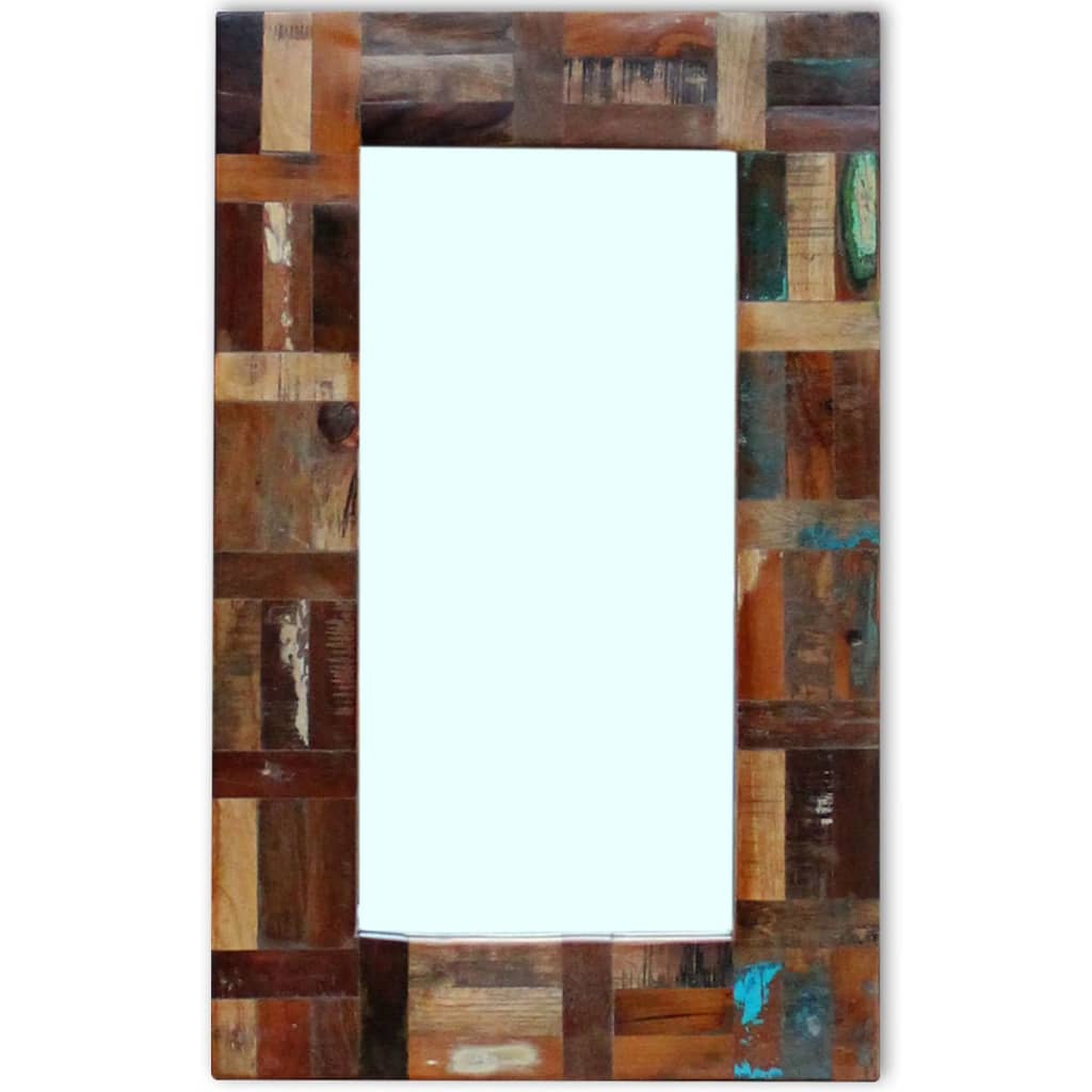 vidaXL Espejo de Madera Reciclada Multicolor Baño Habitación Pasillo Dimensiones 50 x 50 cm, 50 x 80 cm, 80 x 50 cm
