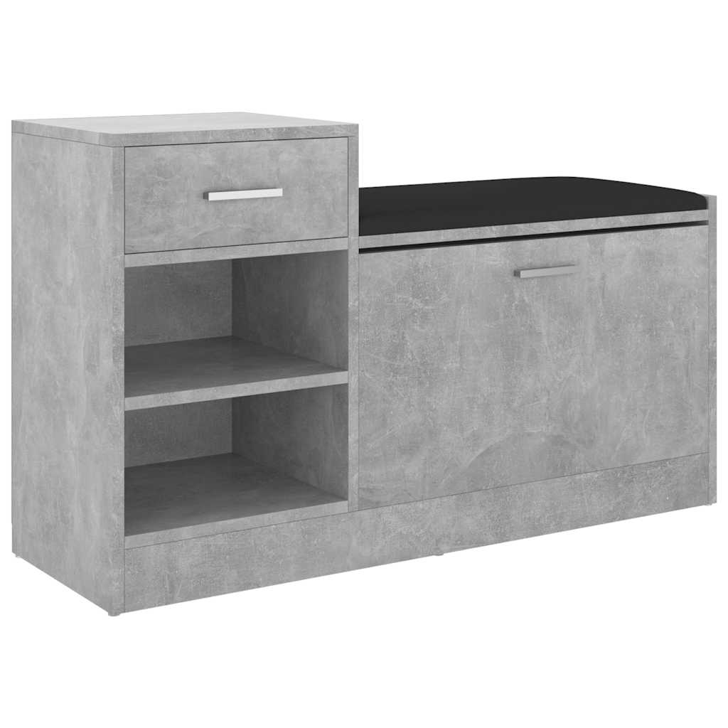 vidaXL Zapatero madera de ingeniería gris hormigón 94,5x31x57 cm